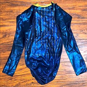 Blue shimmery rhinestone leotard